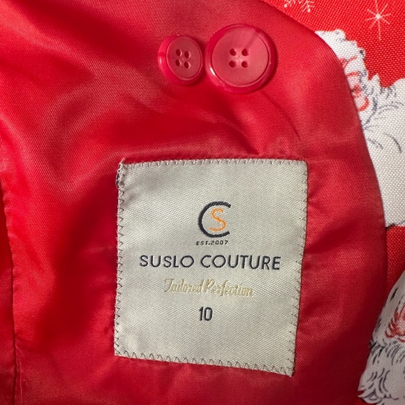 Kids Christmas Suit Classic Santa Print Suslo Couture - Picture 5 of 10